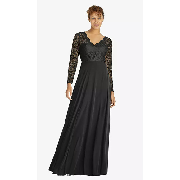 NEW! Dessy Collection Size 4 Illusion-Back Lace Chiffon Dress $292 msrp I23-17 - Picture 1 of 10